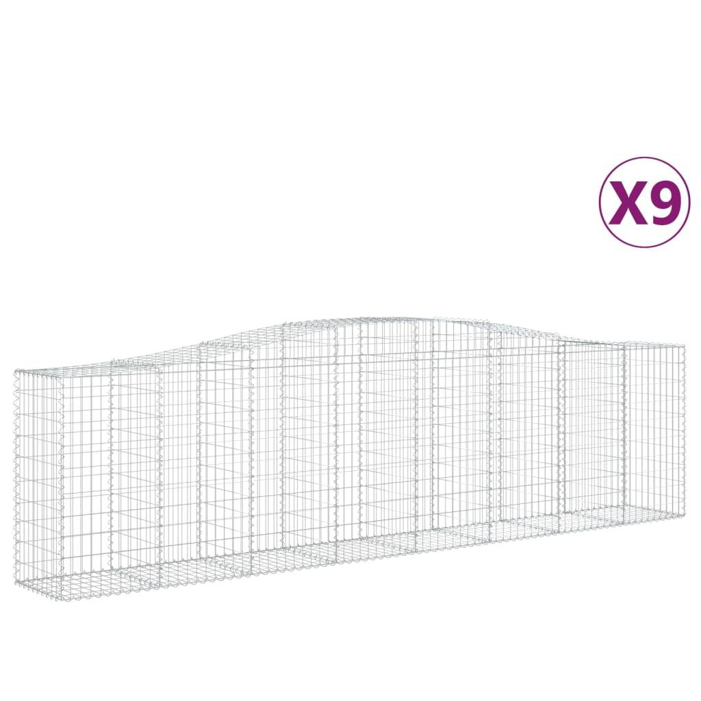 vidaXL Gabionen mit Hochbogen 9 Stk. 400x50x100/120cm Verzinktes Eisen