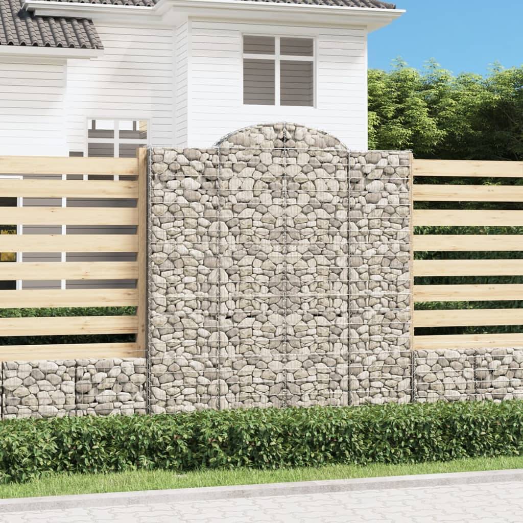 vidaXL Gabionen mit Hochbogen 7 Stk. 200x30x220/240cm Verzinktes Eisen