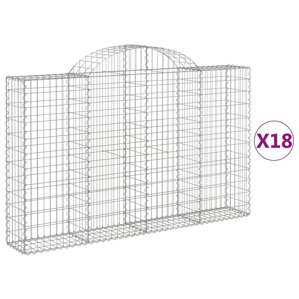 vidaXL Gabionen mit Hochbogen 18Stk. 200x30x120/140cm Verzinktes Eisen