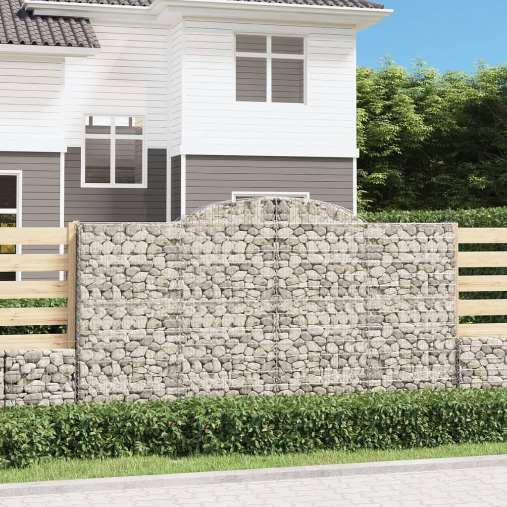 vidaXL Gabionen mit Hochbogen 15 Stk 300x50x160/180cm Verzinktes Eisen