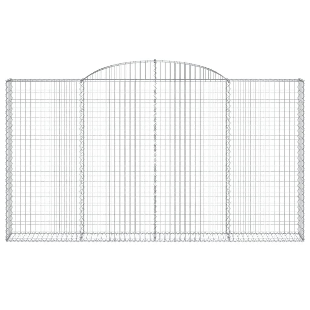 vidaXL Gabione mit Hochbogen 300x30x160/180 cm Verzinktes Eisen