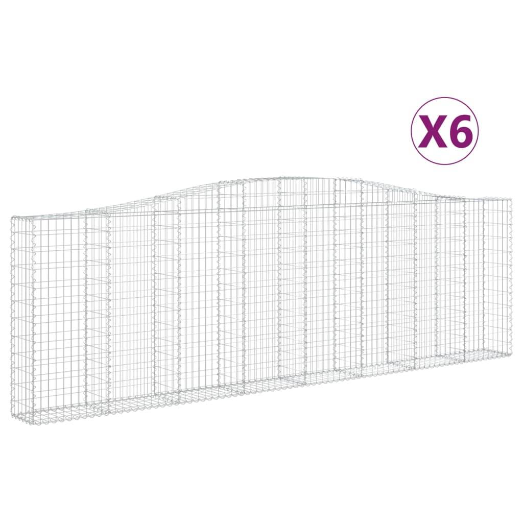 vidaXL Gabionen mit Hochbogen 6 Stk. 400x30x120/140cm Verzinktes Eisen