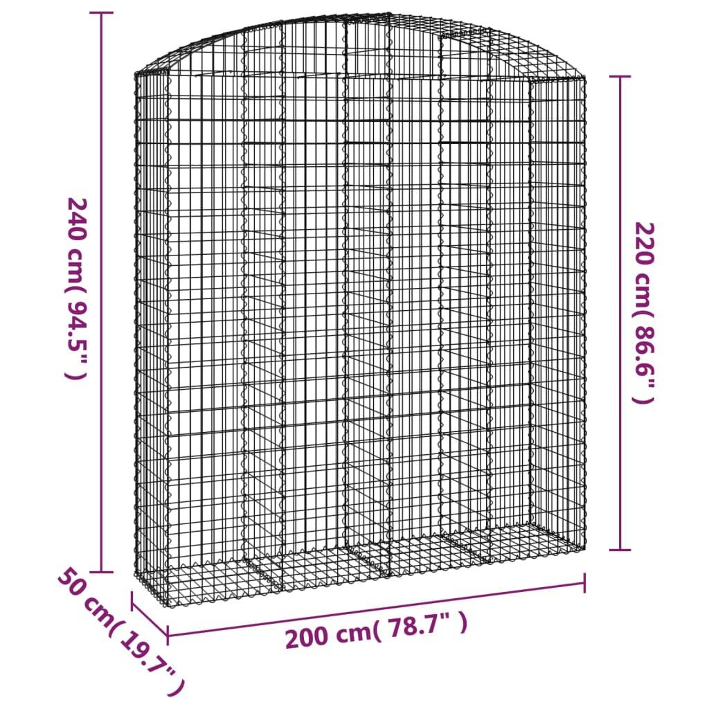 vidaXL Gabione mit Hochbogen 200x50x220/240 cm Verzinktes Eisen