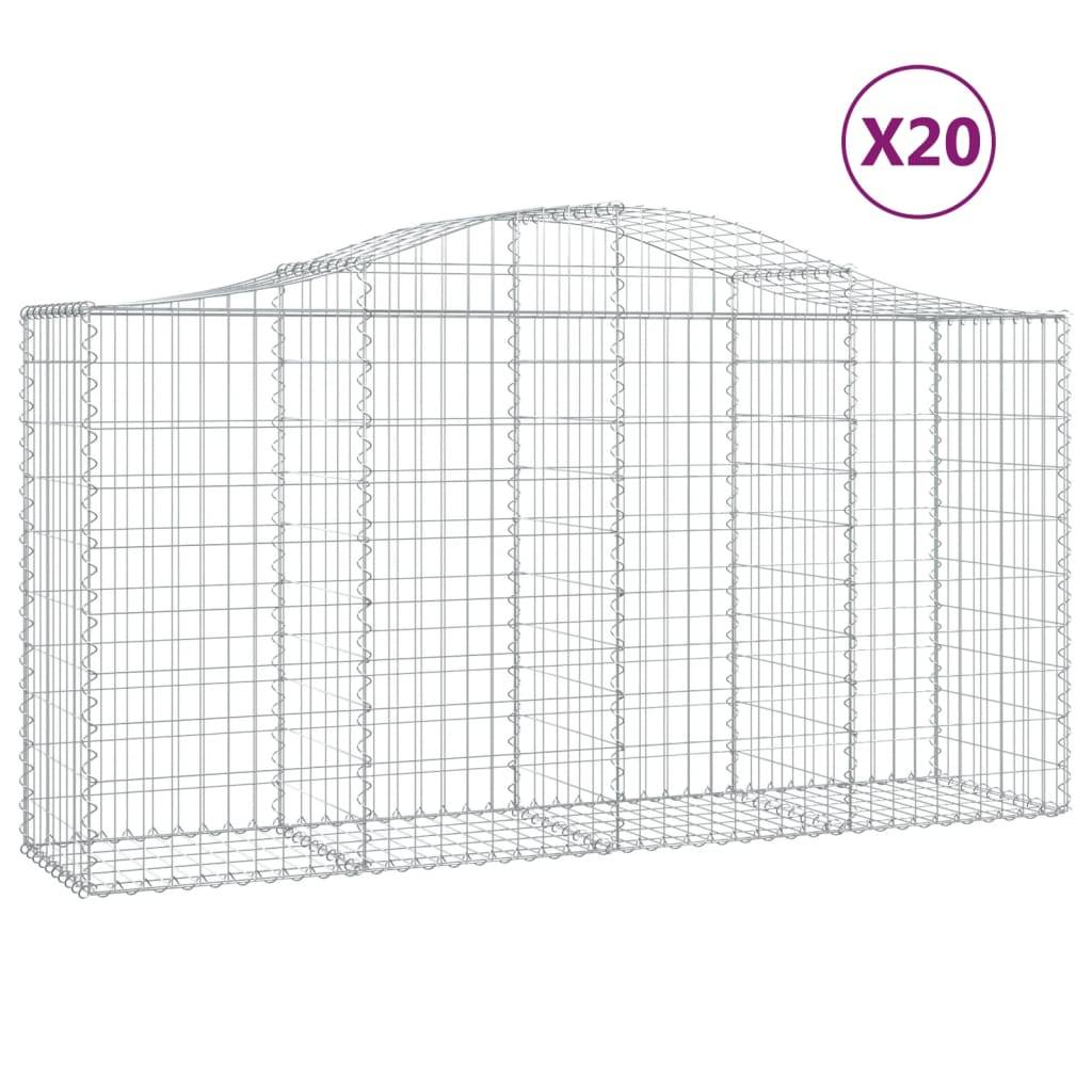 vidaXL Gabionen mit Hochbogen 20 Stk 200x50x100/120cm Verzinktes Eisen