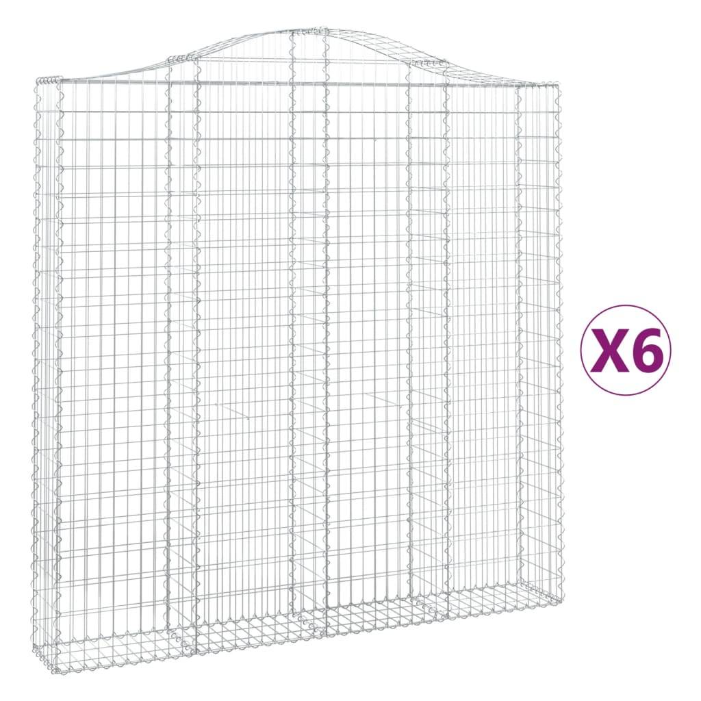 vidaXL Gabionen mit Hochbogen 6 Stk. 200x30x200/220cm Verzinktes Eisen