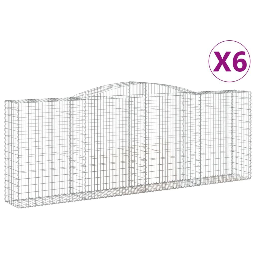 vidaXL Gabionen mit Hochbogen 6 Stk. 400x50x140/160cm Verzinktes Eisen