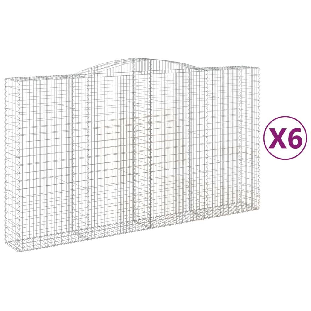 vidaXL Gabionen mit Hochbogen 6 Stk. 400x50x220/240cm Verzinktes Eisen