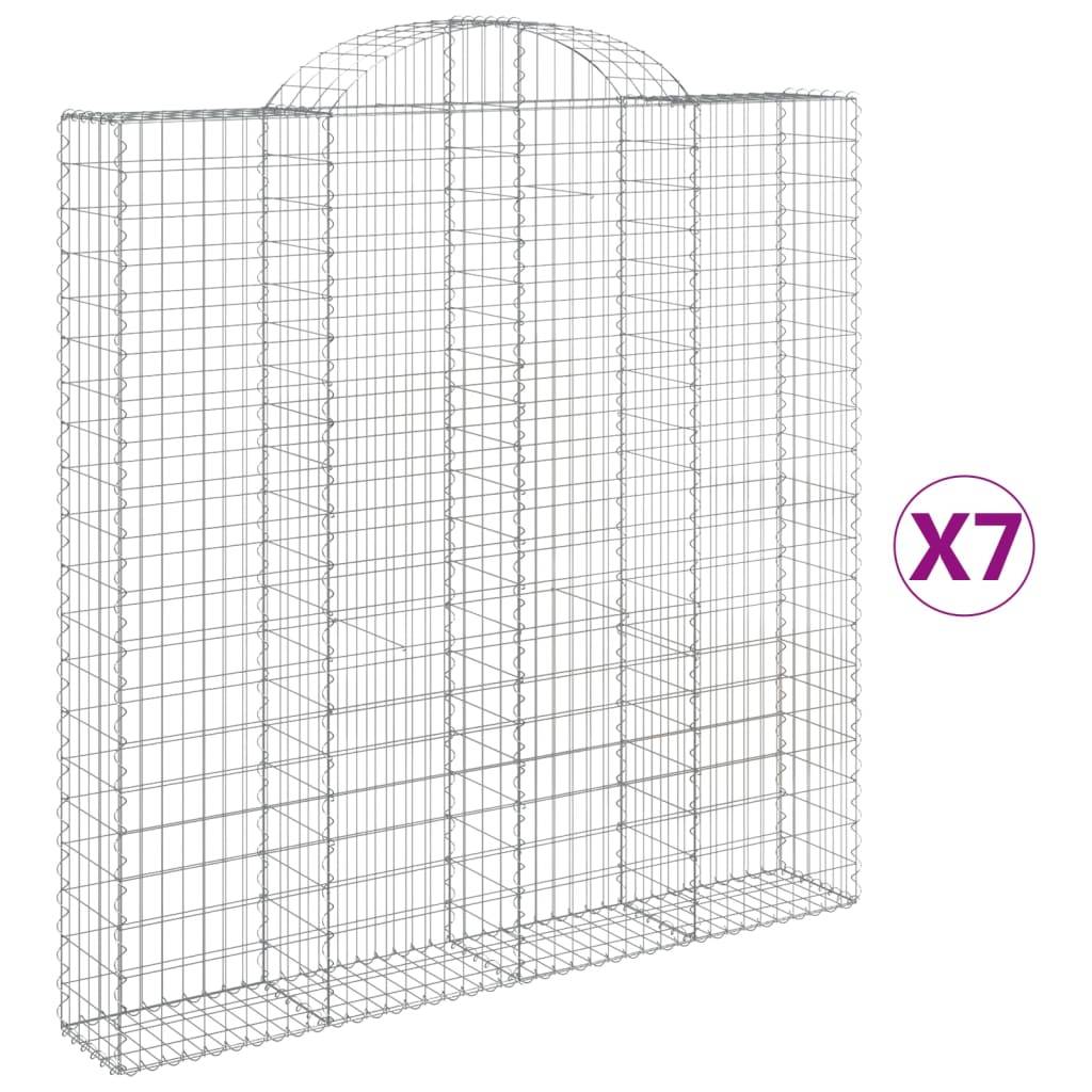 vidaXL Gabionen mit Hochbogen 7 Stk. 200x30x200/220cm Verzinktes Eisen