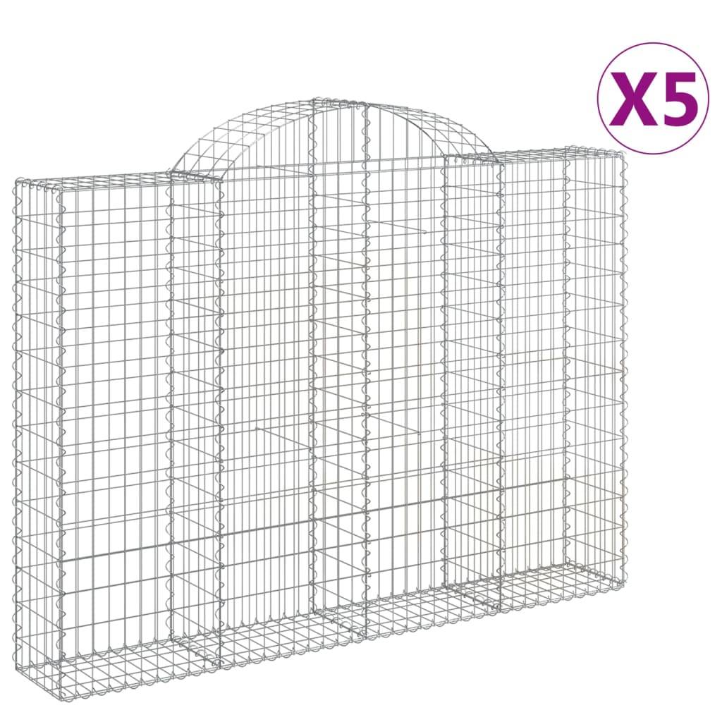 vidaXL Gabionen mit Hochbogen 5 Stk. 200x30x140/160cm Verzinktes Eisen