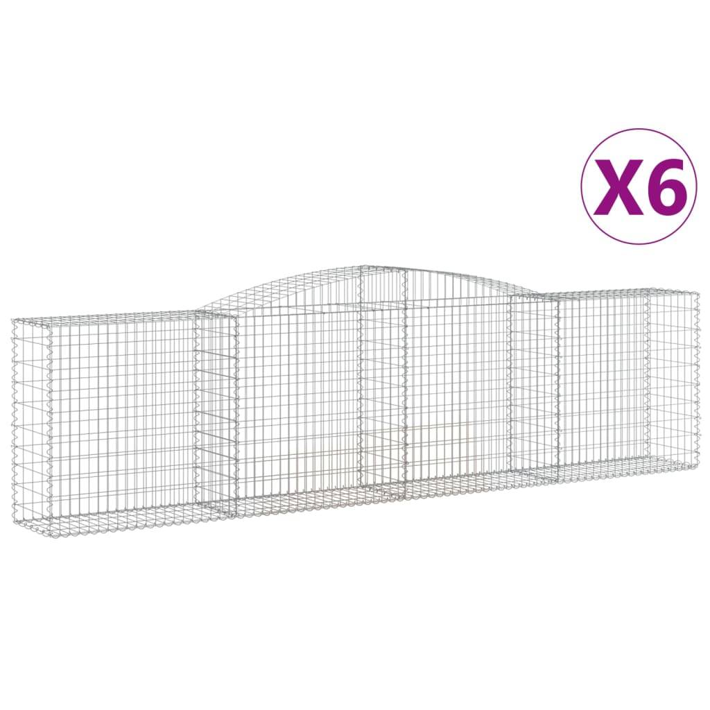 vidaXL Gabionen mit Hochbogen 6 Stk. 400x50x100/120cm Verzinktes Eisen