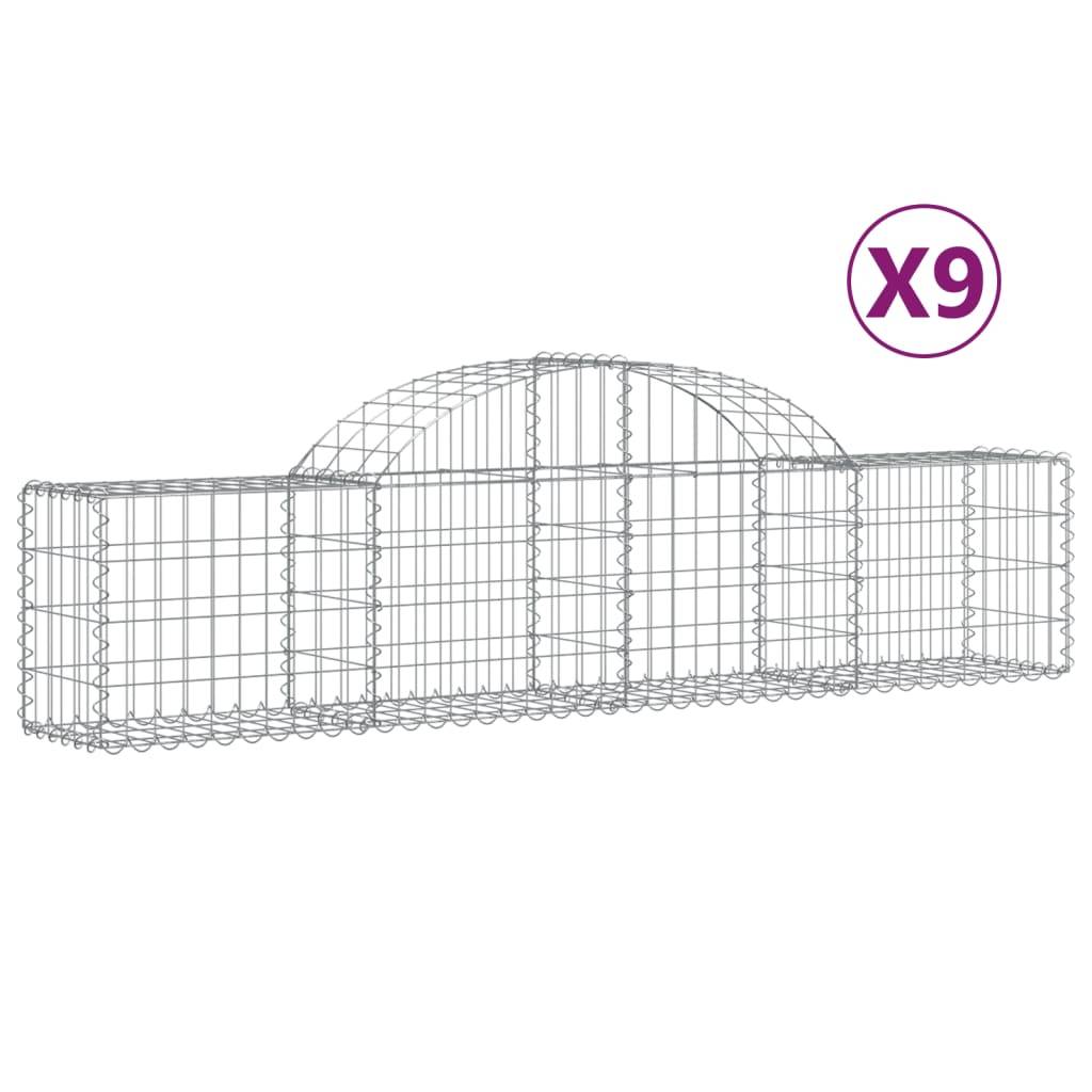 vidaXL Gabionen mit Hochbogen 9 Stk. 200x30x40/60 cm Verzinktes Eisen