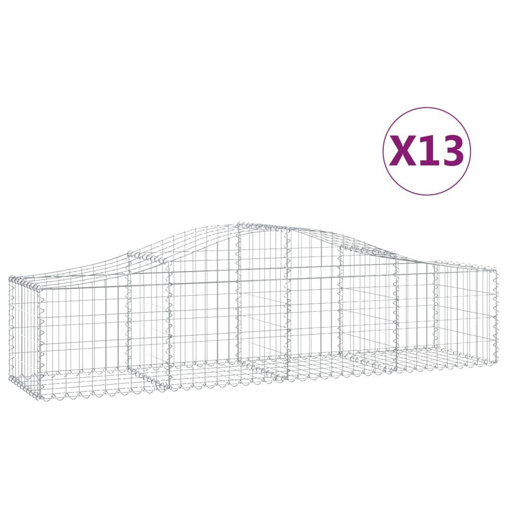 vidaXL Gabionen mit Hochbogen 13 Stk. 200x50x40/60 cm Verzinktes Eisen