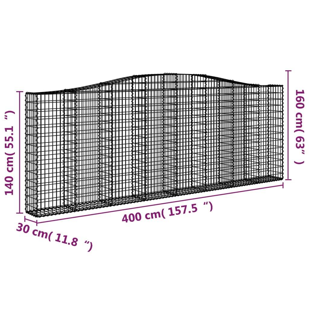 vidaXL Gabionen mit Hochbogen 9 Stk. 400x30x140/160cm Verzinktes Eisen