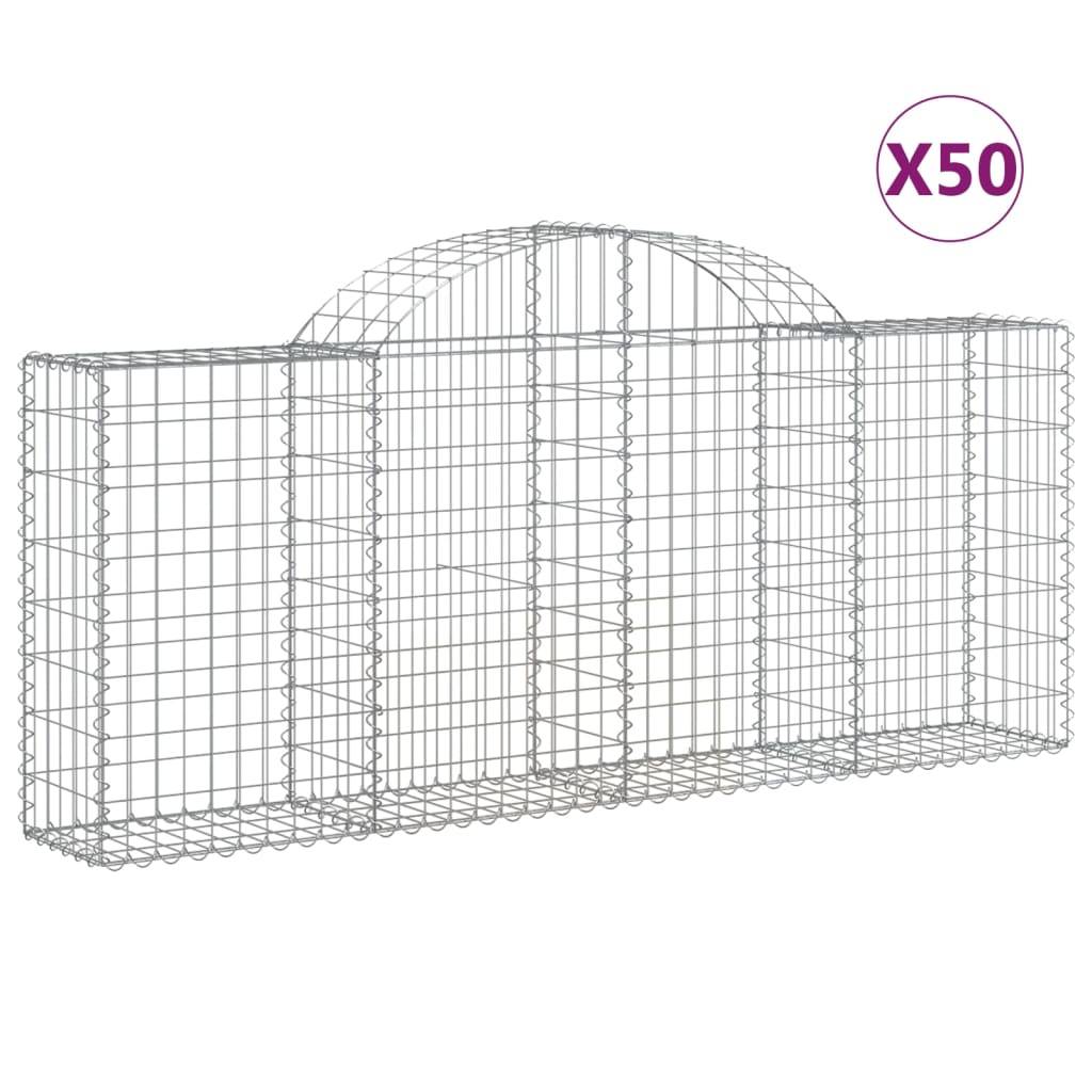 vidaXL Gabionen mit Hochbogen 50 Stk. 200x30x80/100cm Verzinktes Eisen
