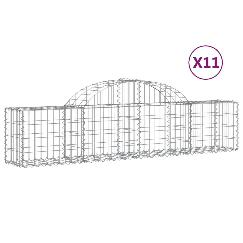 vidaXL Gabionen mit Hochbogen 11 Stk. 200x30x40/60 cm Verzinktes Eisen