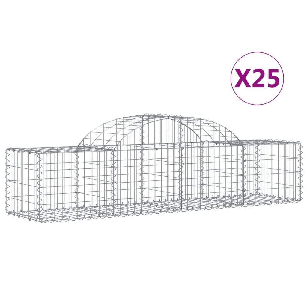 vidaXL Gabionen mit Hochbogen 25 Stk. 200x50x40/60 cm Verzinktes Eisen