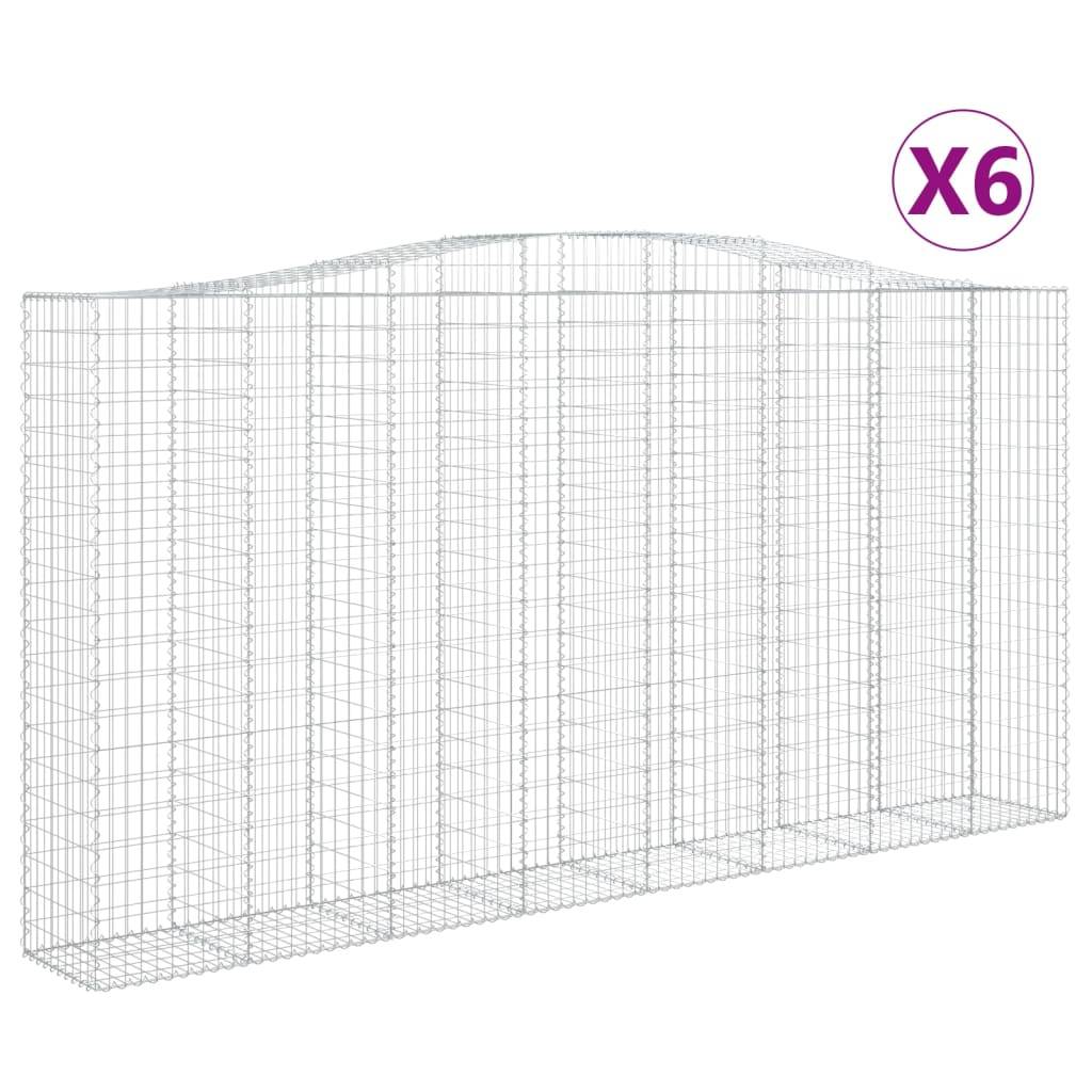 vidaXL Gabionen mit Hochbogen 6 Stk. 400x50x200/220cm Verzinktes Eisen