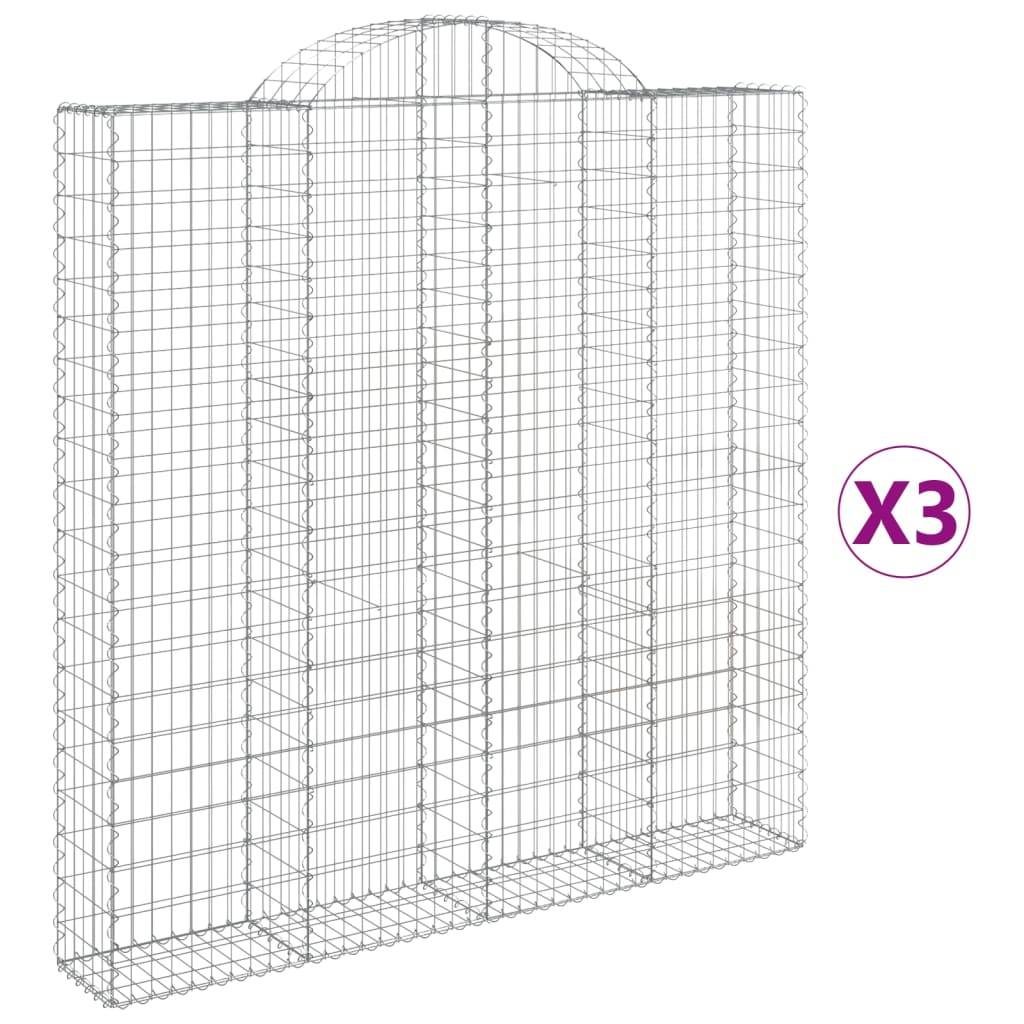vidaXL Gabionen mit Hochbogen 3 Stk. 200x30x200/220cm Verzinktes Eisen