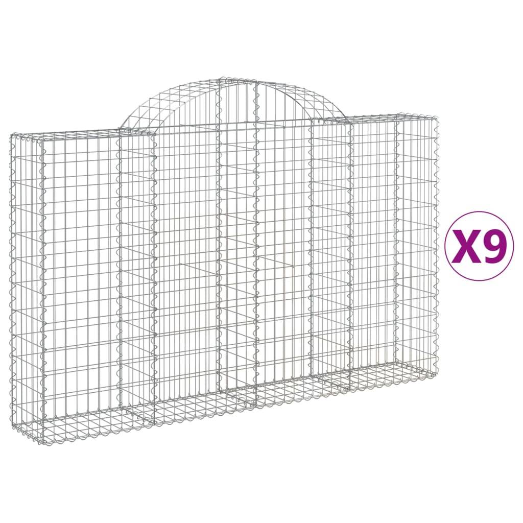vidaXL Gabionen mit Hochbogen 9 Stk. 200x30x120/140cm Verzinktes Eisen
