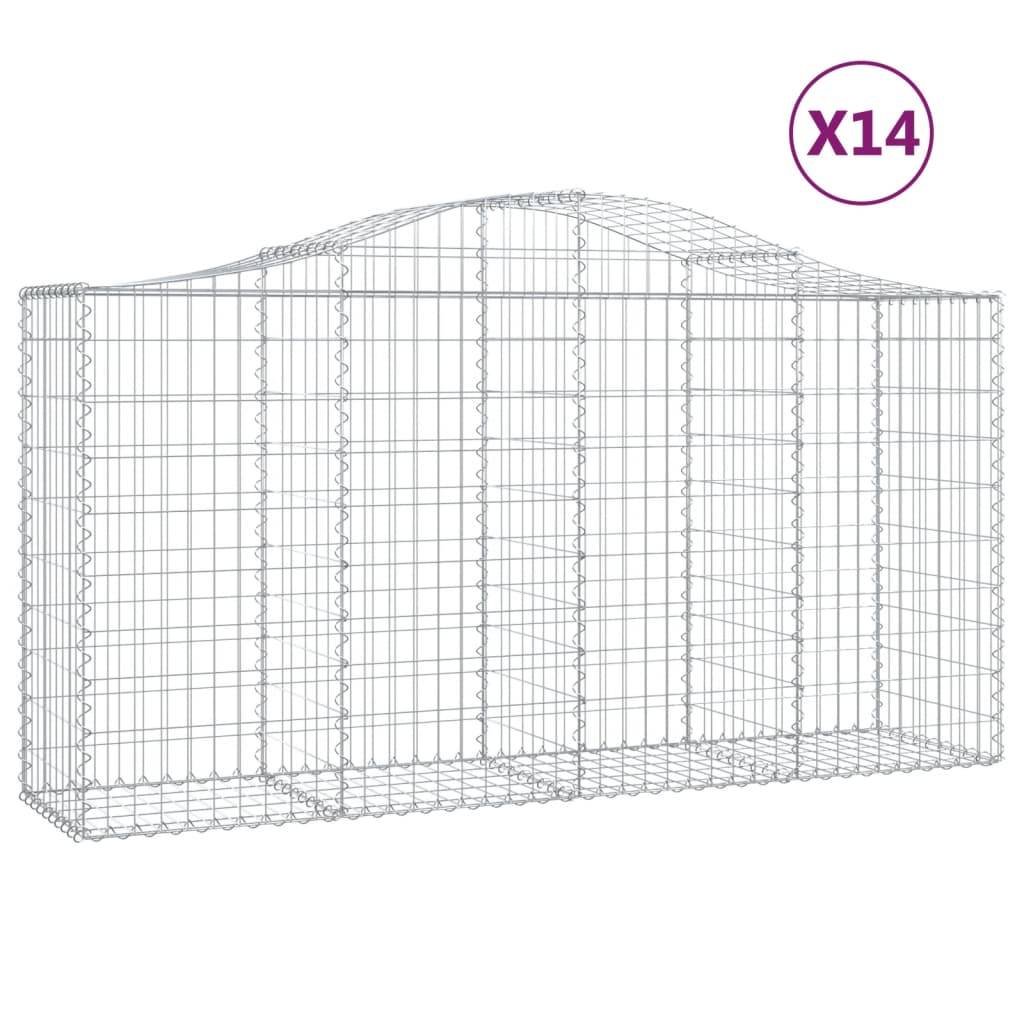 vidaXL Gabionen mit Hochbogen 14 Stk 200x50x100/120cm Verzinktes Eisen