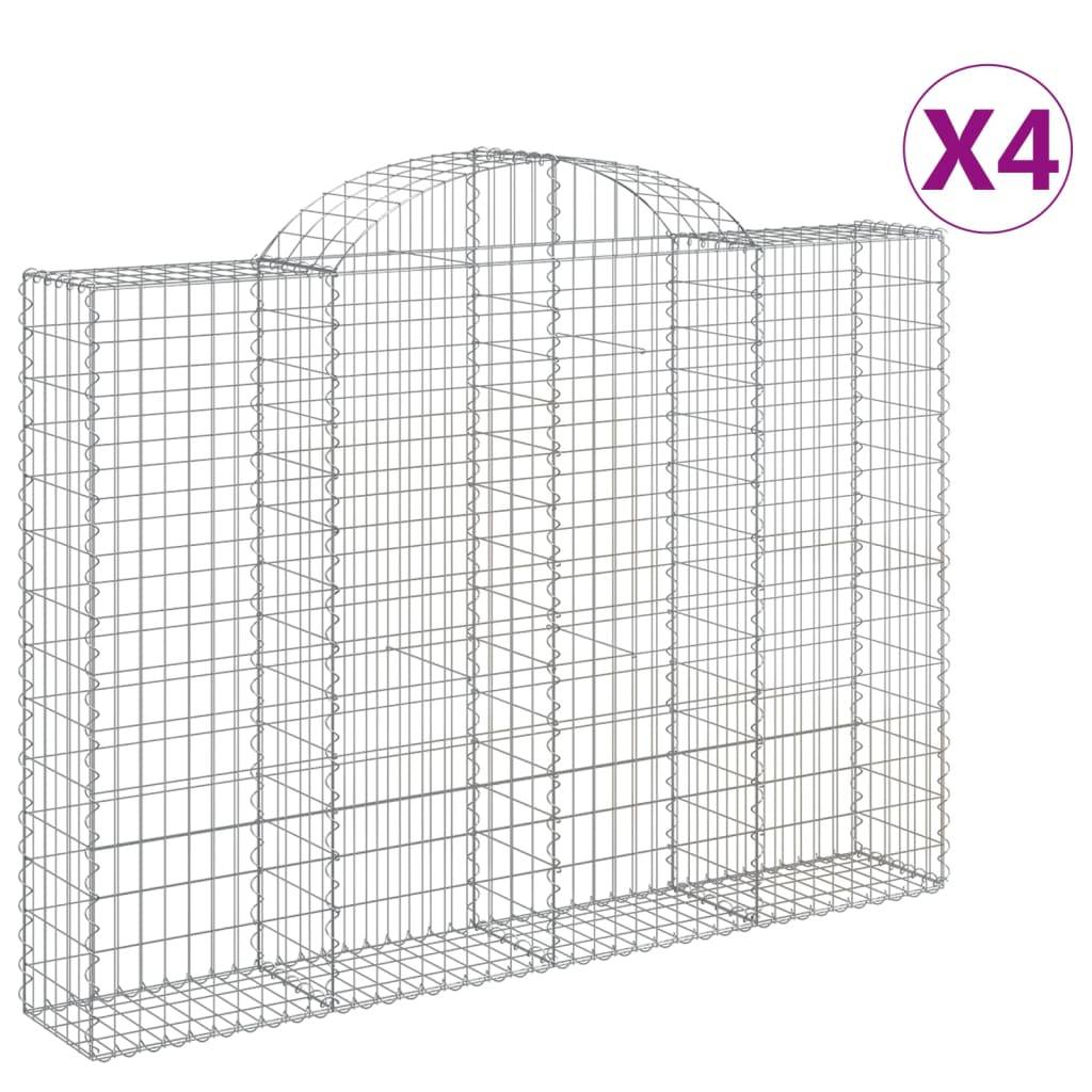 vidaXL Gabionen mit Hochbogen 4 Stk. 200x30x140/160cm Verzinktes Eisen