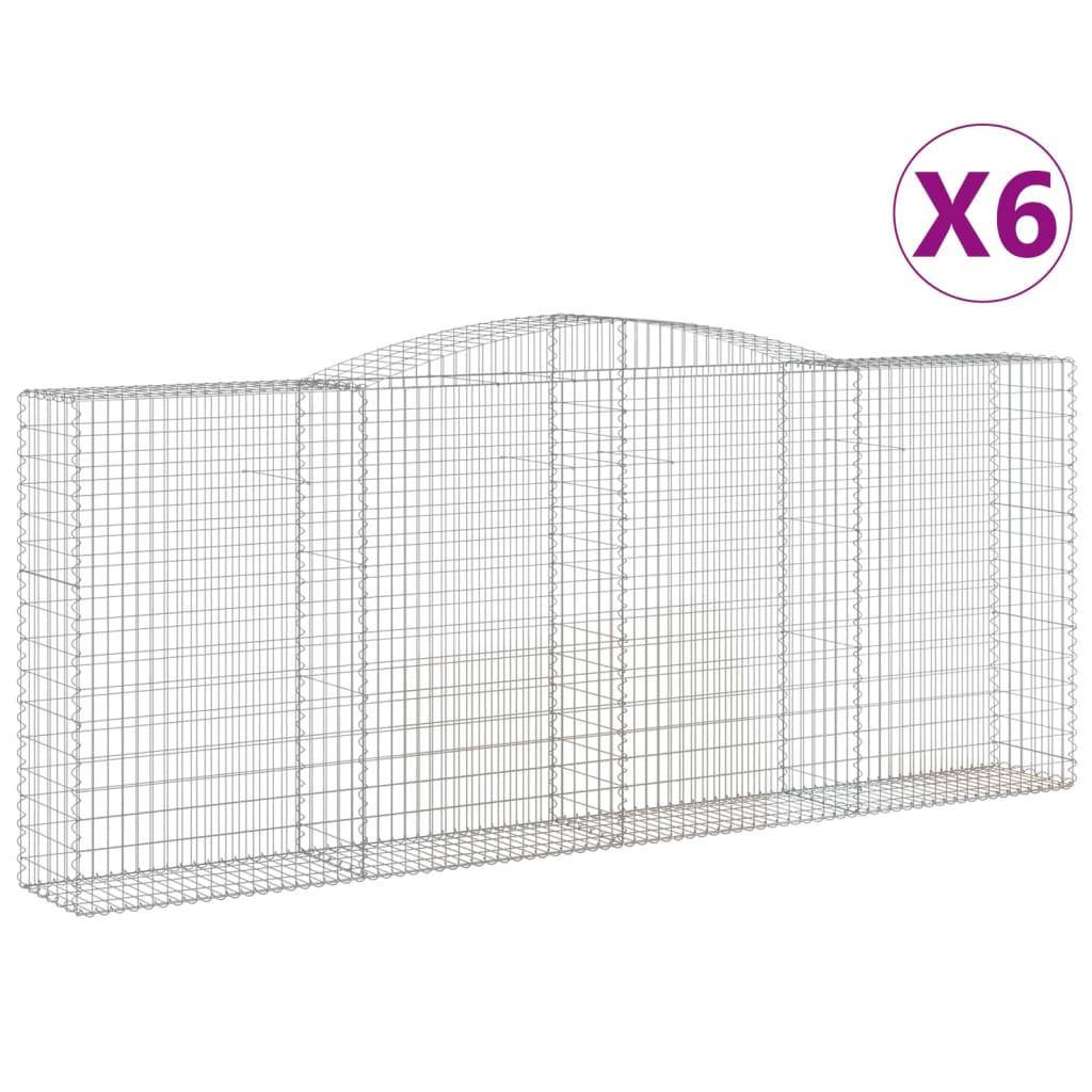 vidaXL Gabionen mit Hochbogen 6 Stk. 400x50x160/180cm Verzinktes Eisen