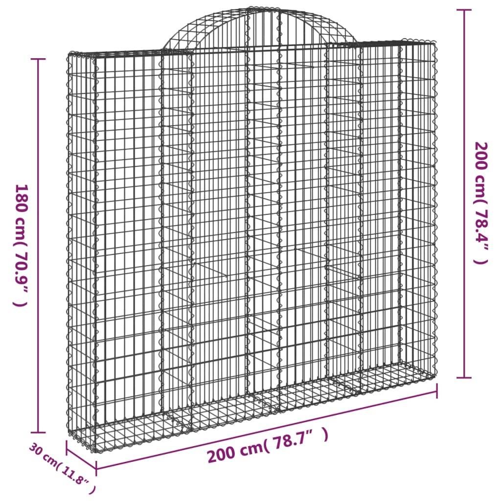 vidaXL Gabionen mit Hochbogen 6 Stk. 200x30x180/200cm Verzinktes Eisen