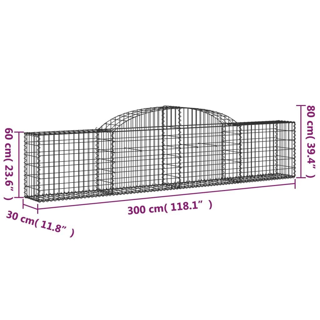 vidaXL Gabionen mit Hochbogen 9 Stk. 300x30x60/80 cm Verzinktes Eisen