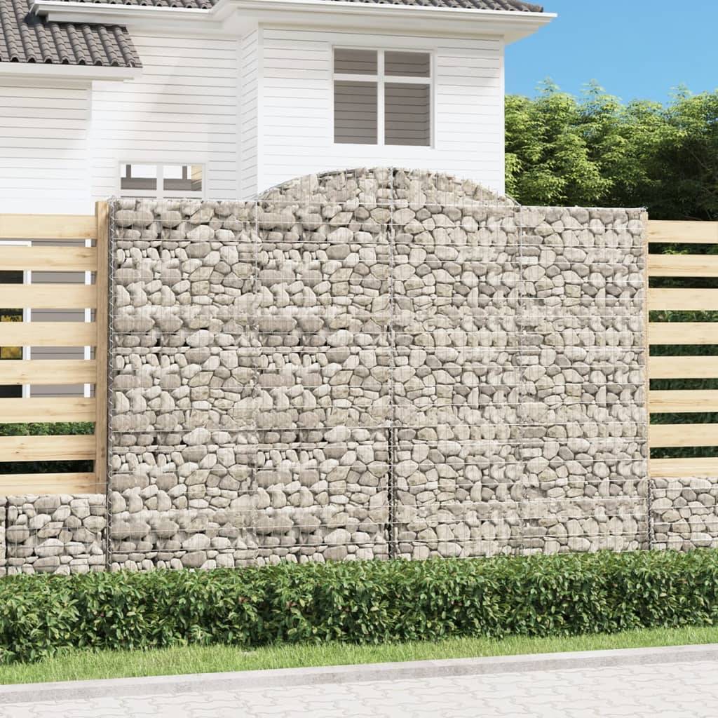 vidaXL Gabionen mit Hochbogen 8 Stk. 300x50x220/240cm Verzinktes Eisen