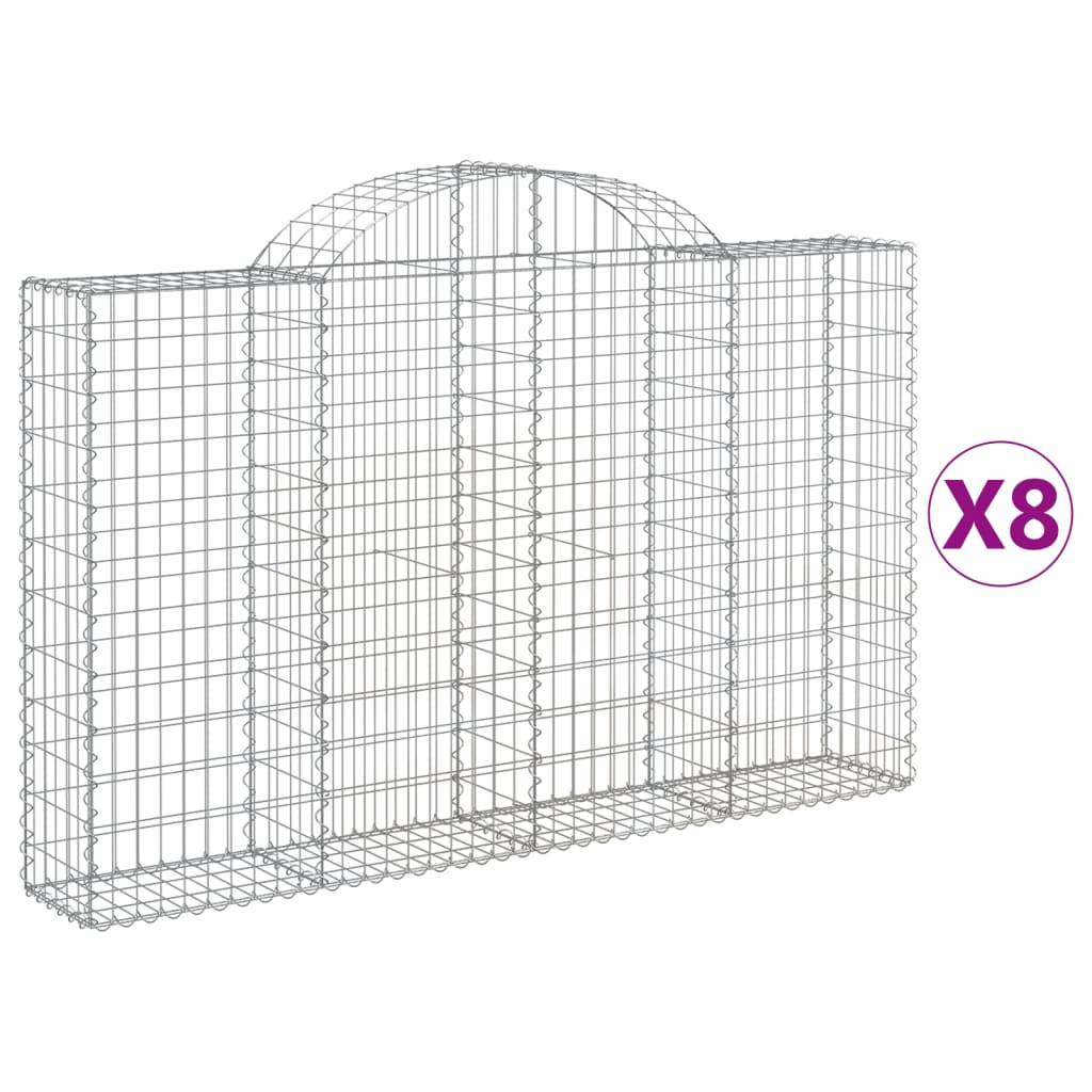 vidaXL Gabionen mit Hochbogen 8 Stk. 200x30x120/140cm Verzinktes Eisen