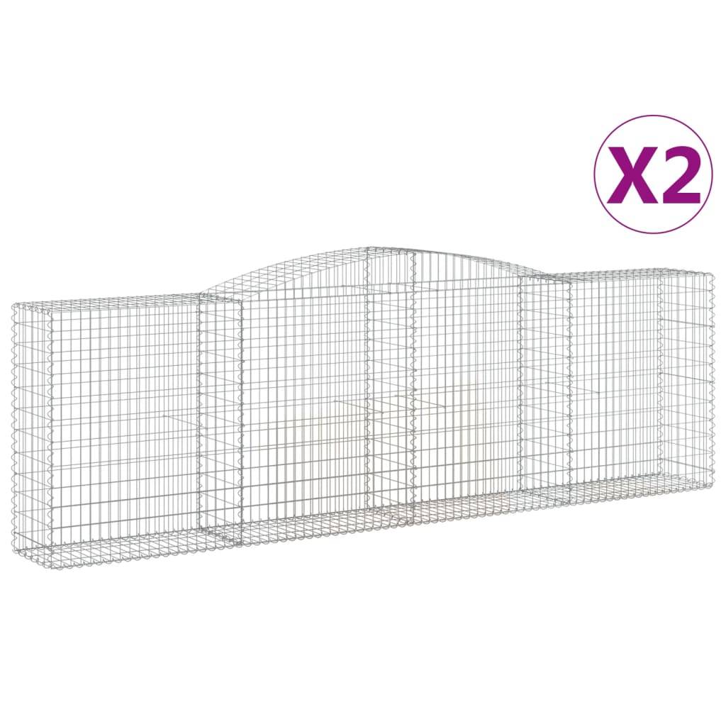 vidaXL Gabionen mit Hochbogen 2 Stk. 400x50x120/140cm Verzinktes Eisen