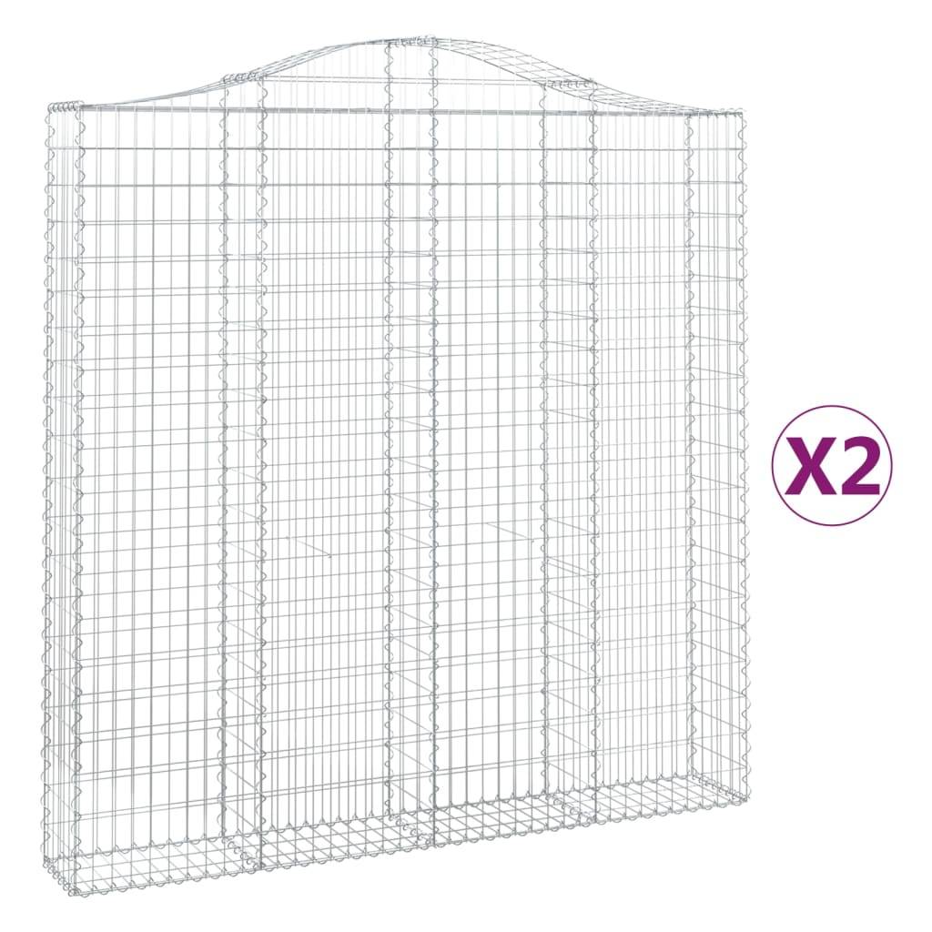 vidaXL Gabionen mit Hochbogen 2 Stk. 200x30x200/220cm Verzinktes Eisen