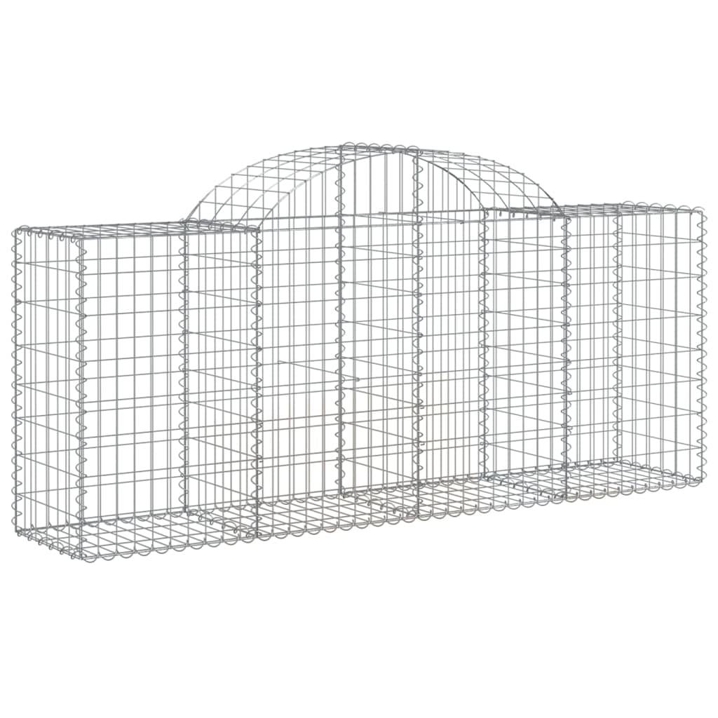 vidaXL Gabione mit Hochbogen 200x50x80/100 cm Verzinktes Eisen