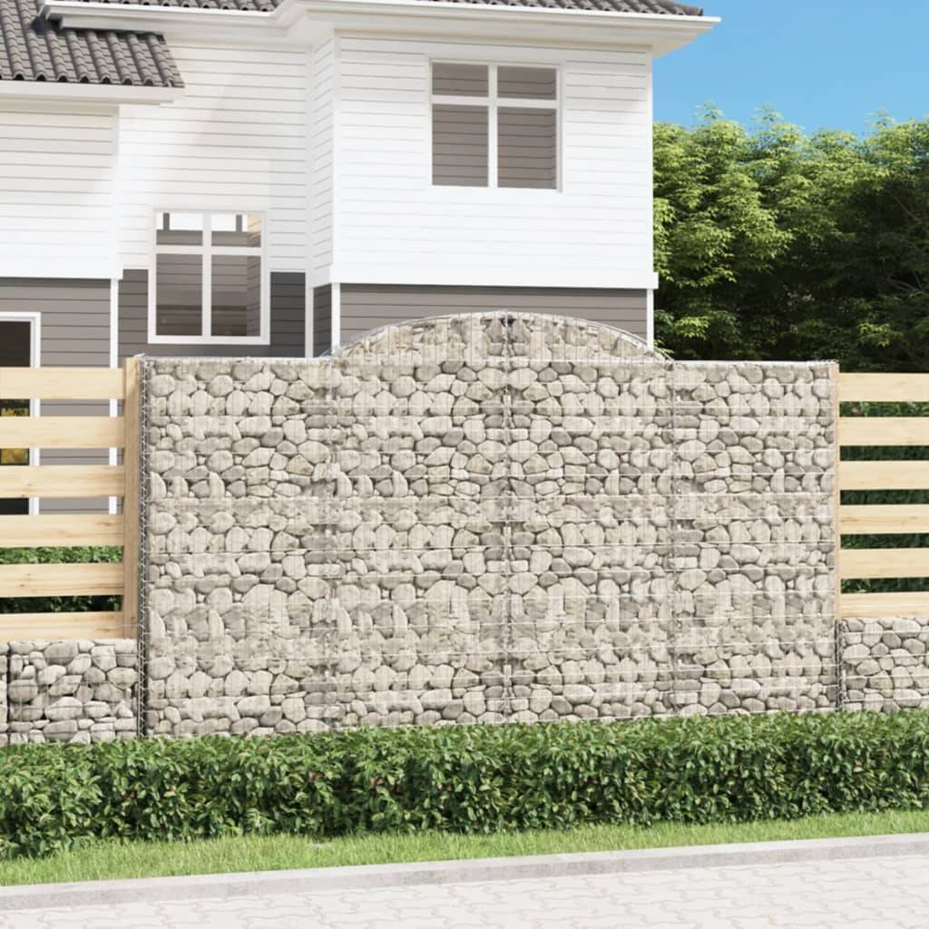 vidaXL Gabionen mit Hochbogen 2 Stk. 300x50x180/200cm Verzinktes Eisen
