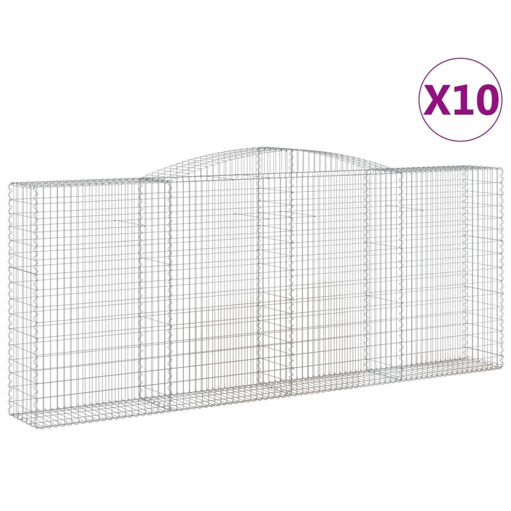 vidaXL Gabionen mit Hochbogen 10 Stk 400x50x160/180cm Verzinktes Eisen