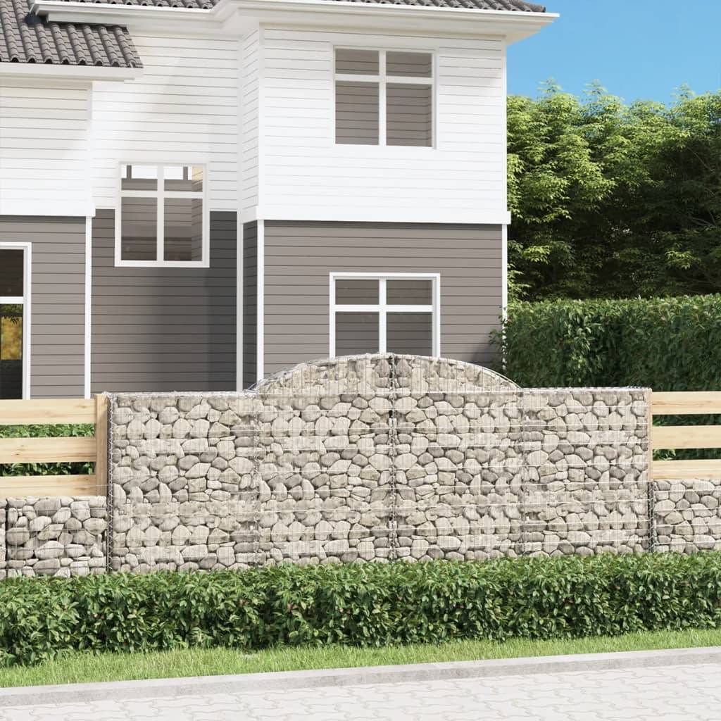 vidaXL Gabionen mit Hochbogen 30 Stk 300x30x120/140cm Verzinktes Eisen