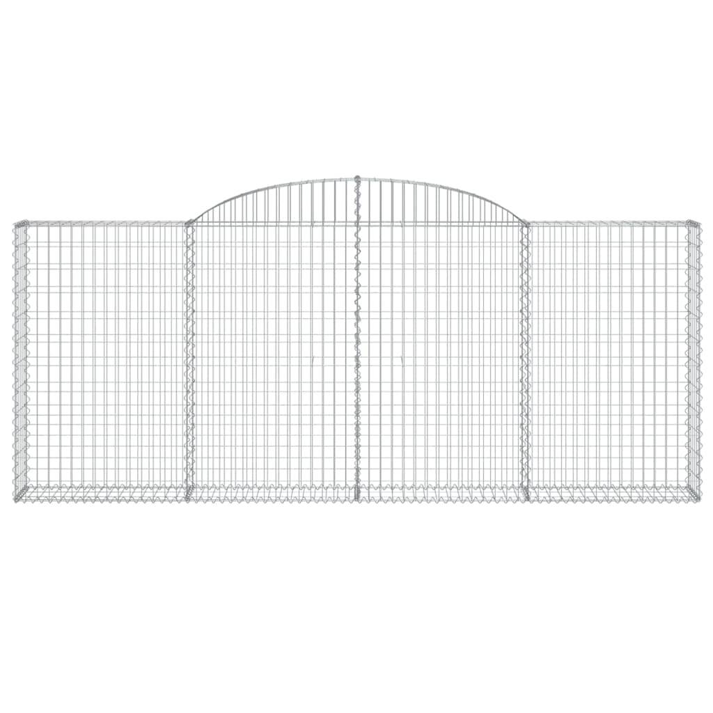 vidaXL Gabione mit Hochbogen 300x30x120/140 cm Verzinktes Eisen