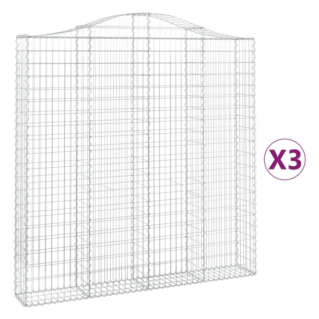vidaXL Gabionen mit Hochbogen 3 Stk. 200x30x200/220cm Verzinktes Eisen