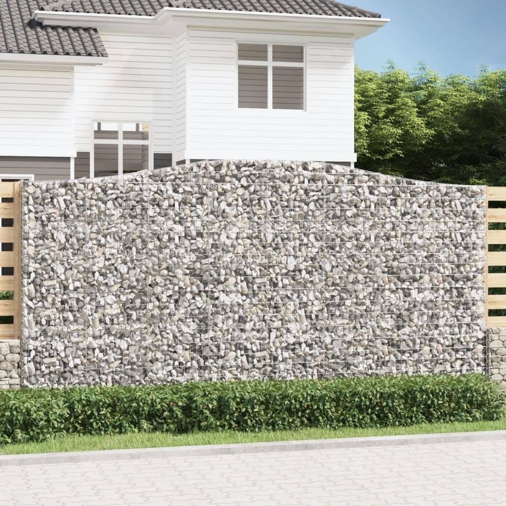 vidaXL Gabionen mit Hochbogen 4 Stk. 400x50x200/220cm Verzinktes Eisen