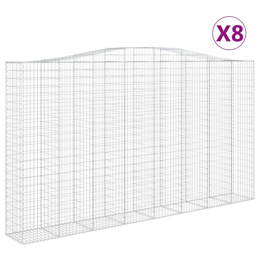 vidaXL Gabionen mit Hochbogen 8 Stk. 400x50x220/240cm Verzinktes Eisen