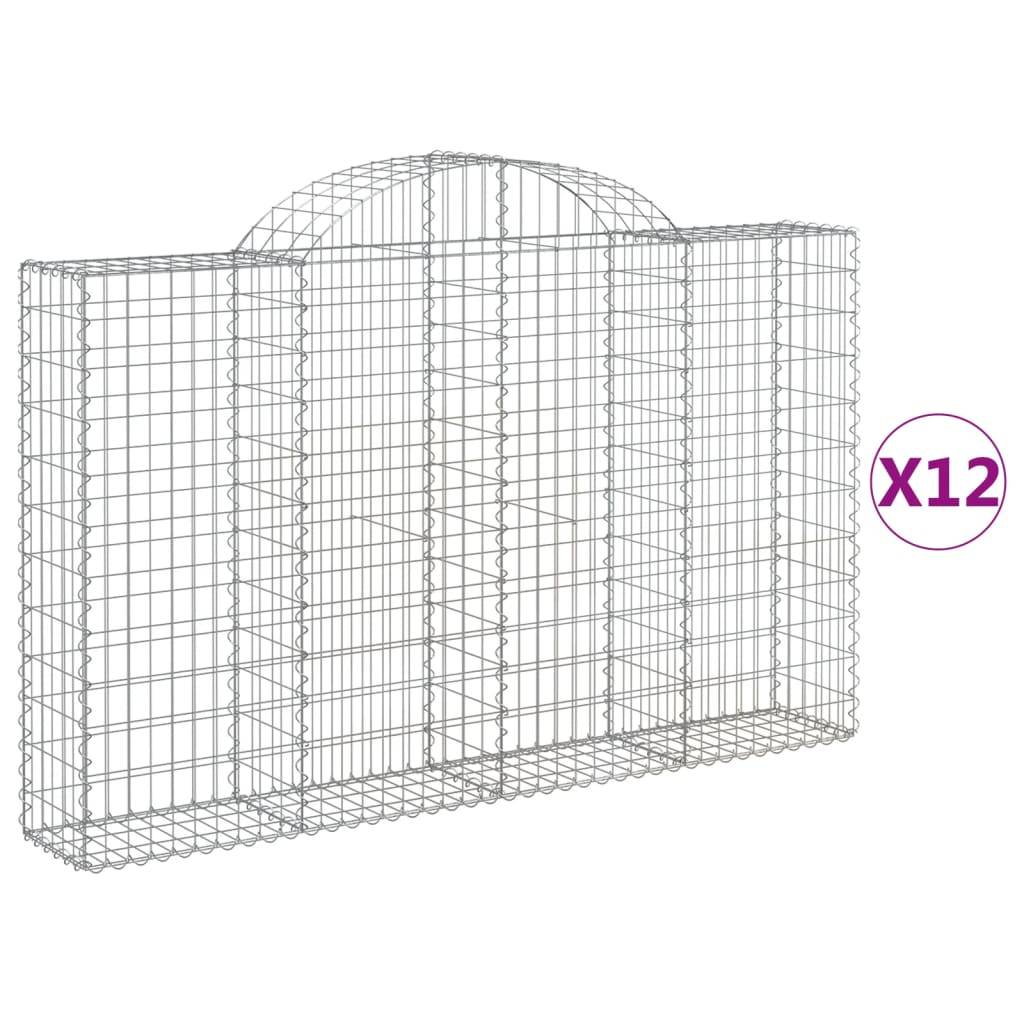 vidaXL Gabionen mit Hochbogen 12Stk. 200x30x120/140cm Verzinktes Eisen
