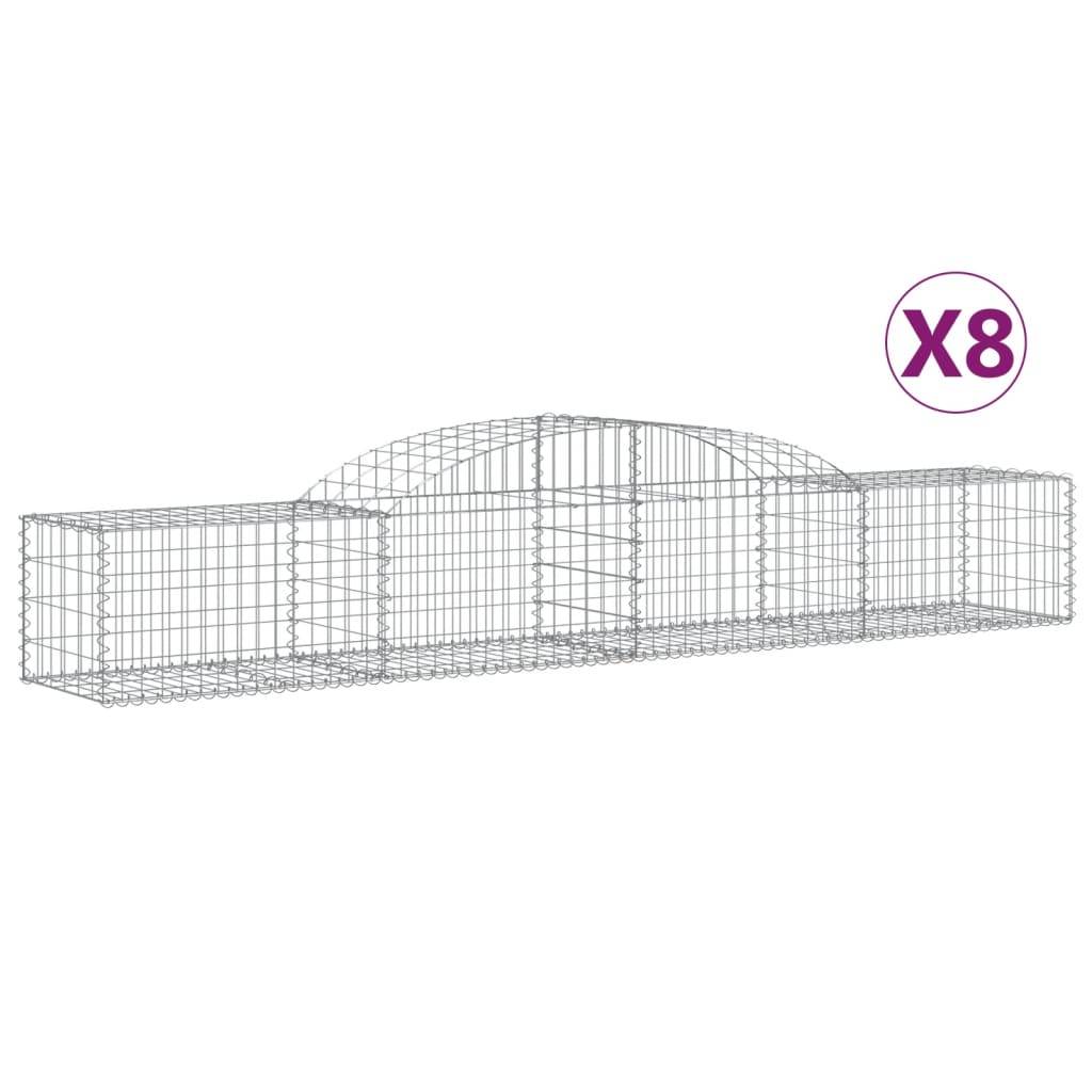 vidaXL Gabionen mit Hochbogen 8 Stk. 300x50x40/60 cm Verzinktes Eisen