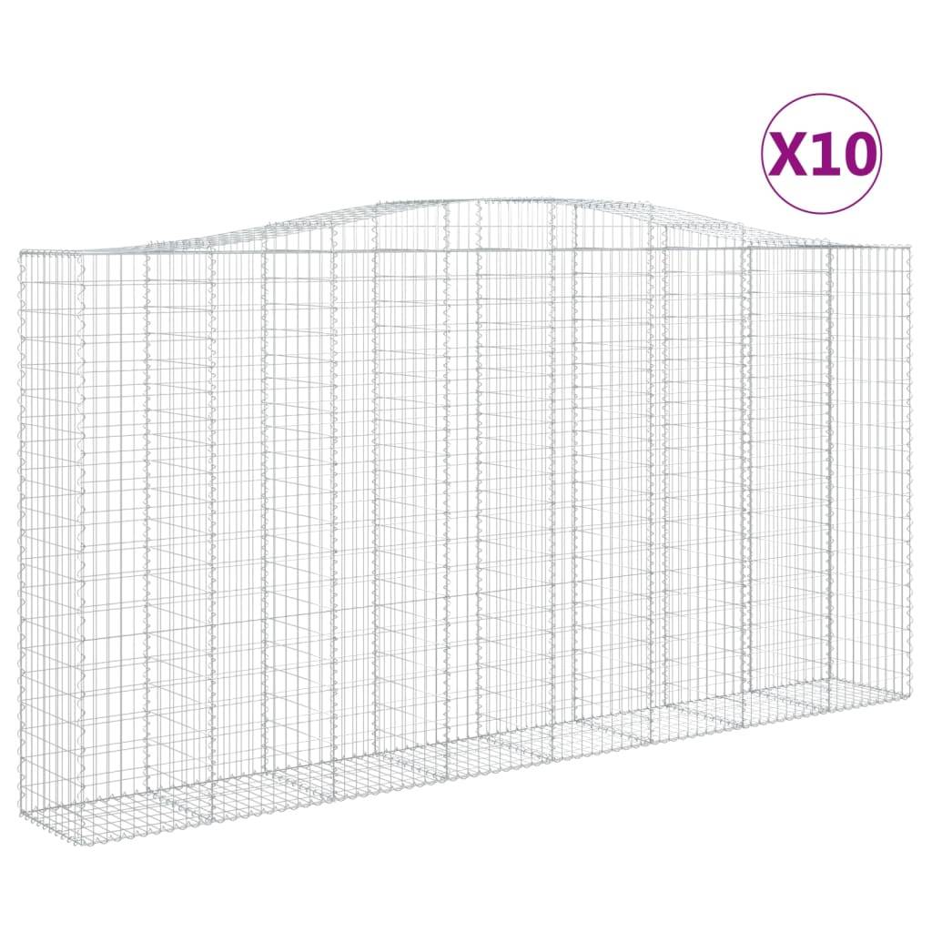 vidaXL Gabionen mit Hochbogen 10Stk. 400x50x200/220cm Verzinktes Eisen