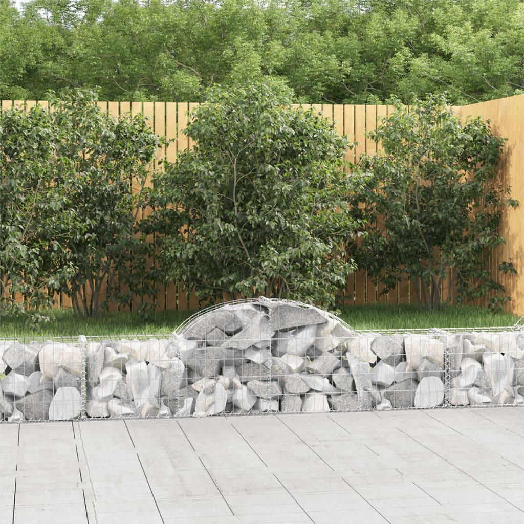 vidaXL Gabionen mit Hochbogen 15 Stk. 200x30x40/60 cm Verzinktes Eisen