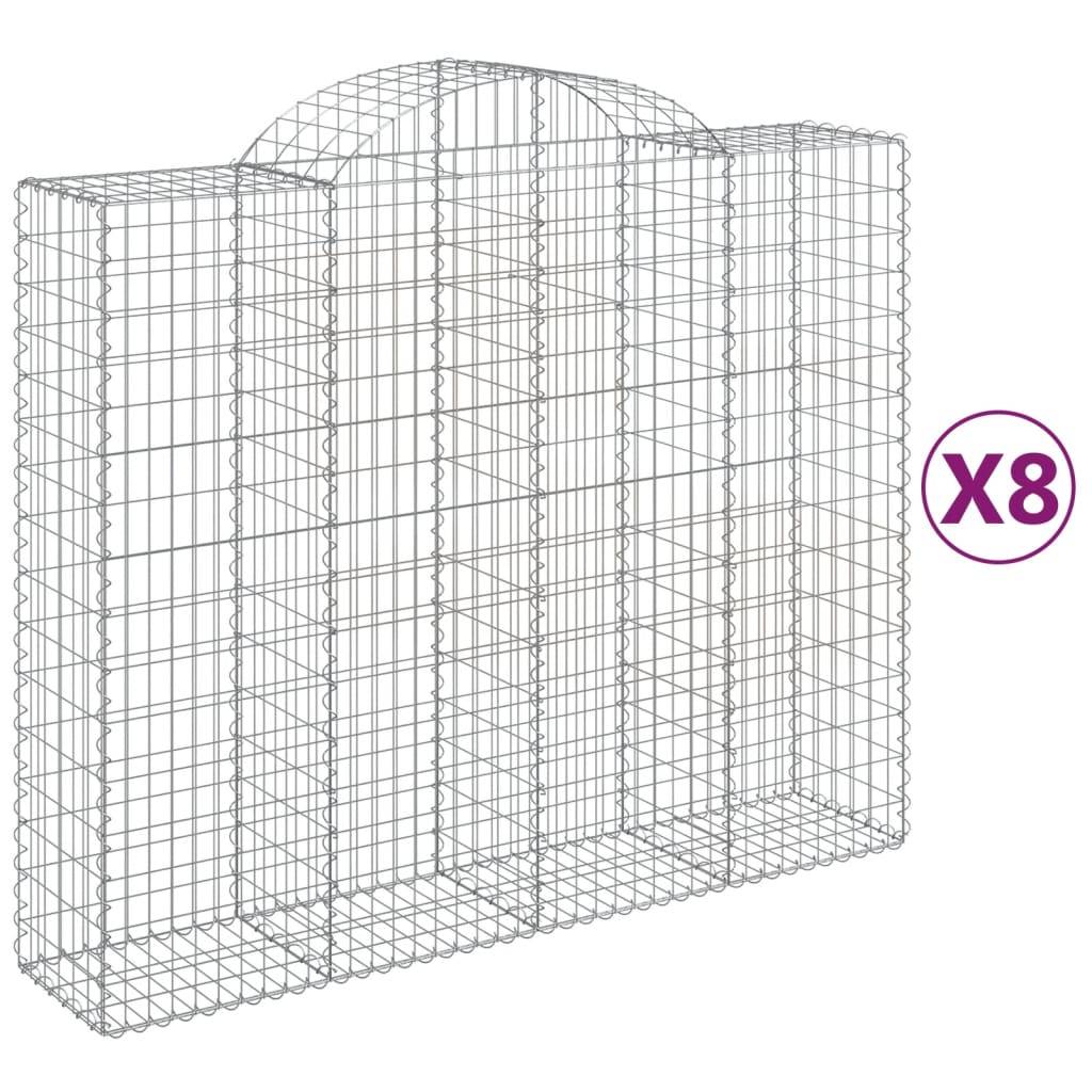 vidaXL Gabionen mit Hochbogen 8 Stk. 200x50x160/180cm Verzinktes Eisen