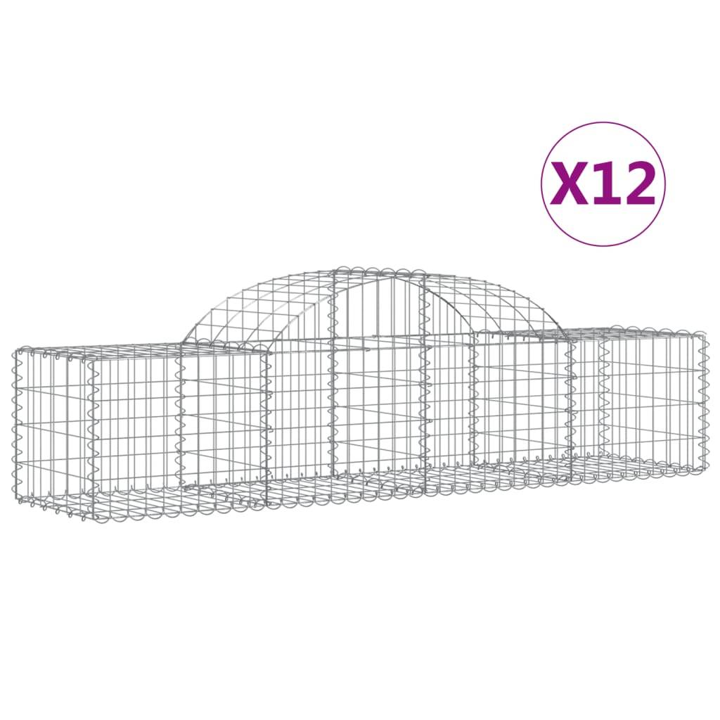 vidaXL Gabionen mit Hochbogen 12 Stk. 200x50x40/60 cm Verzinktes Eisen