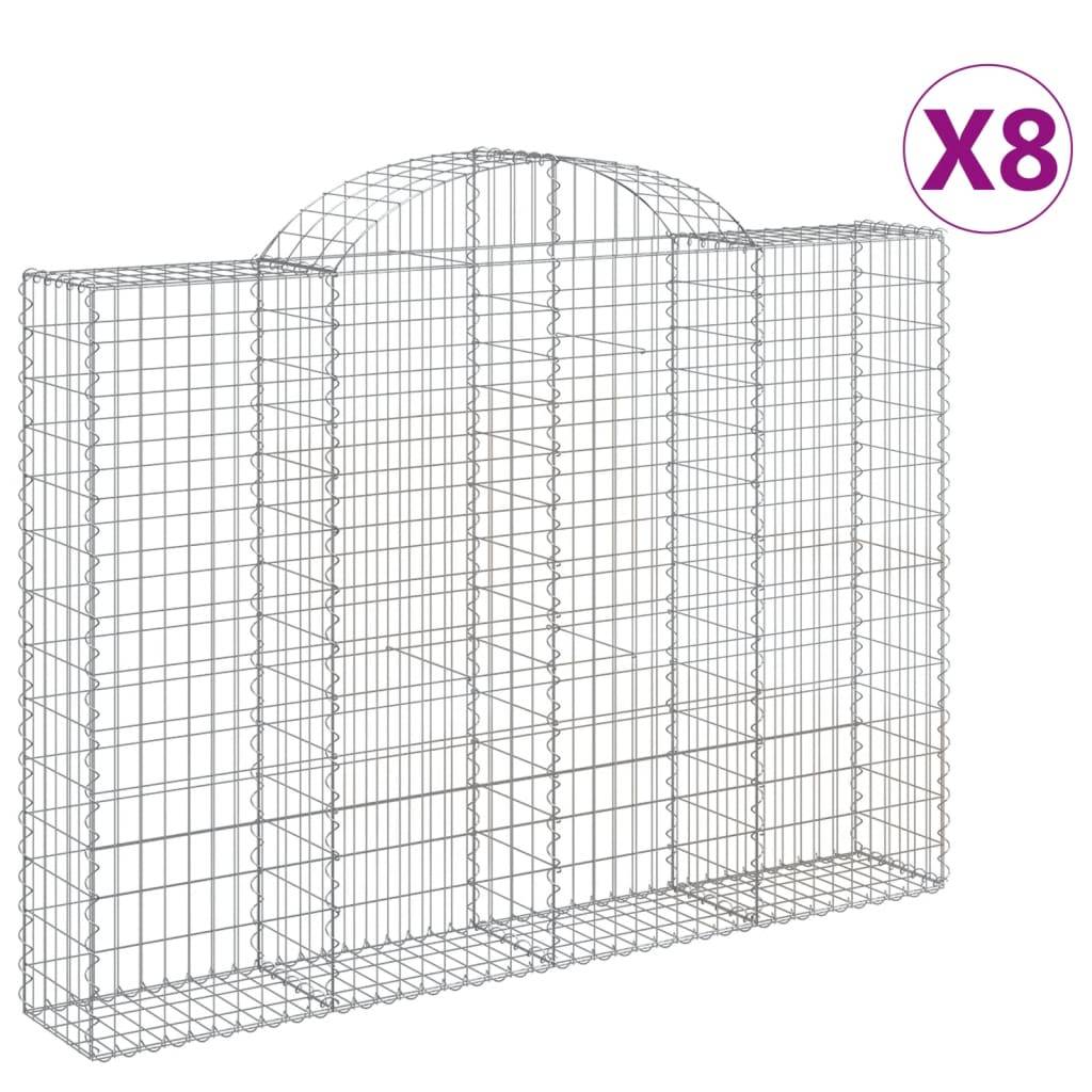 vidaXL Gabionen mit Hochbogen 8 Stk. 200x30x140/160cm Verzinktes Eisen