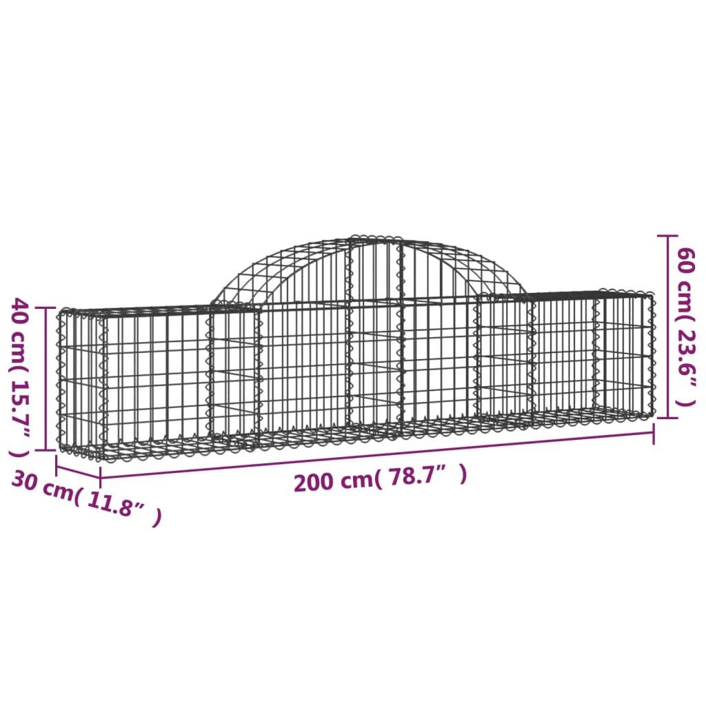 vidaXL Gabionen mit Hochbogen 15 Stk. 200x30x40/60 cm Verzinktes Eisen