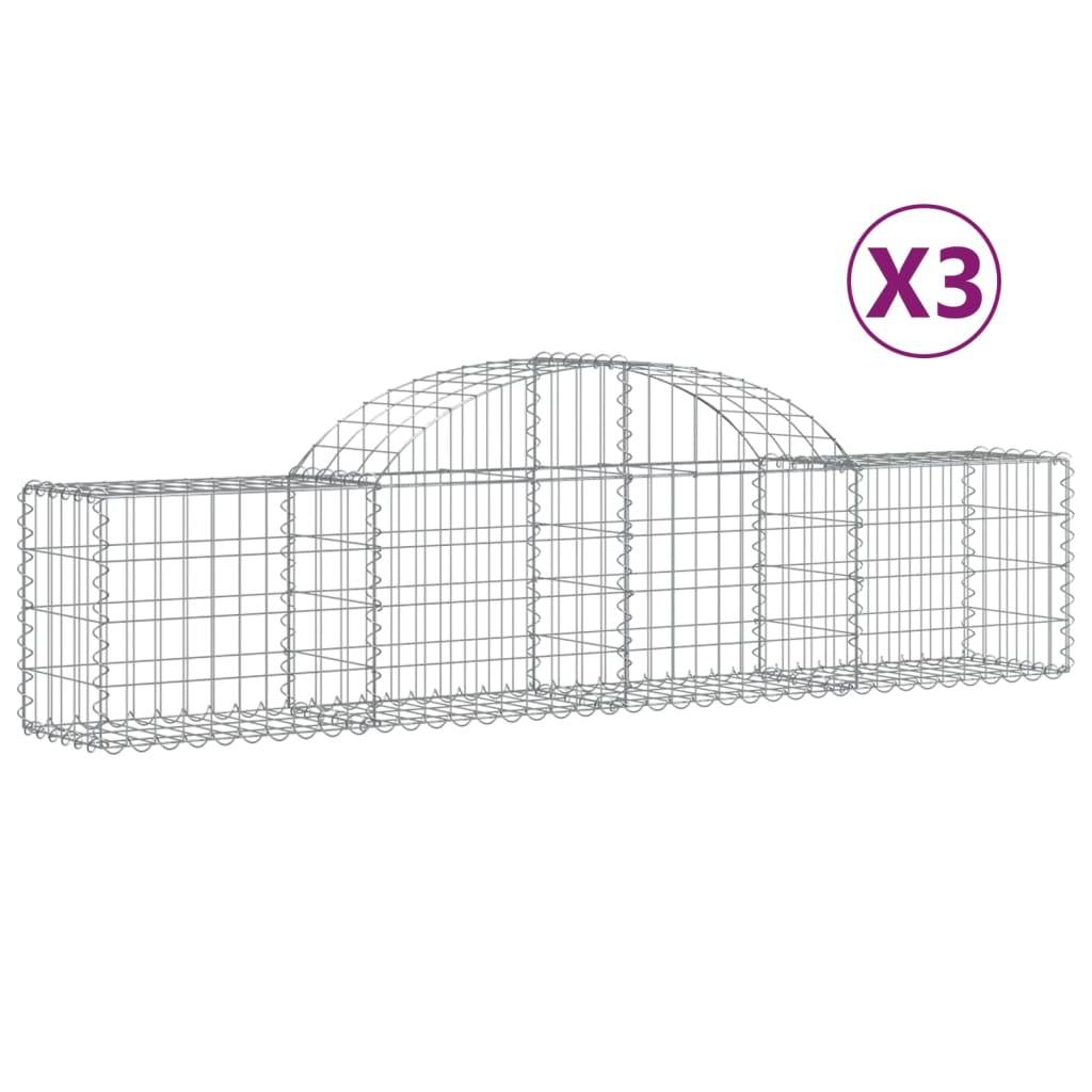 vidaXL Gabionen mit Hochbogen 3 Stk. 200x30x40/60 cm Verzinktes Eisen