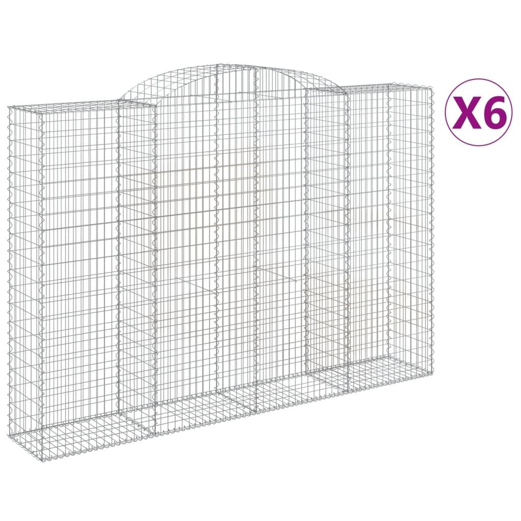 vidaXL Gabionen mit Hochbogen 6 Stk. 300x50x200/220cm Verzinktes Eisen